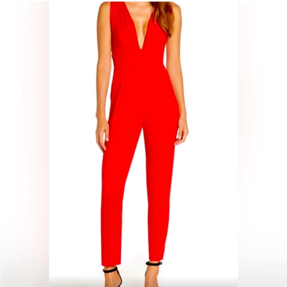 FRAICHE by J - Red Plunge Neck Jumpsuit - Nordstrom - Excellent Condition